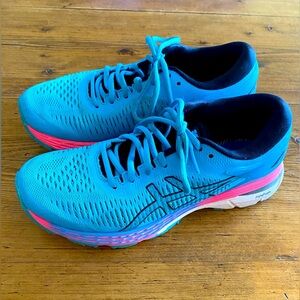 Asics Women's Teal Blue Running Shoes with Pink Accents